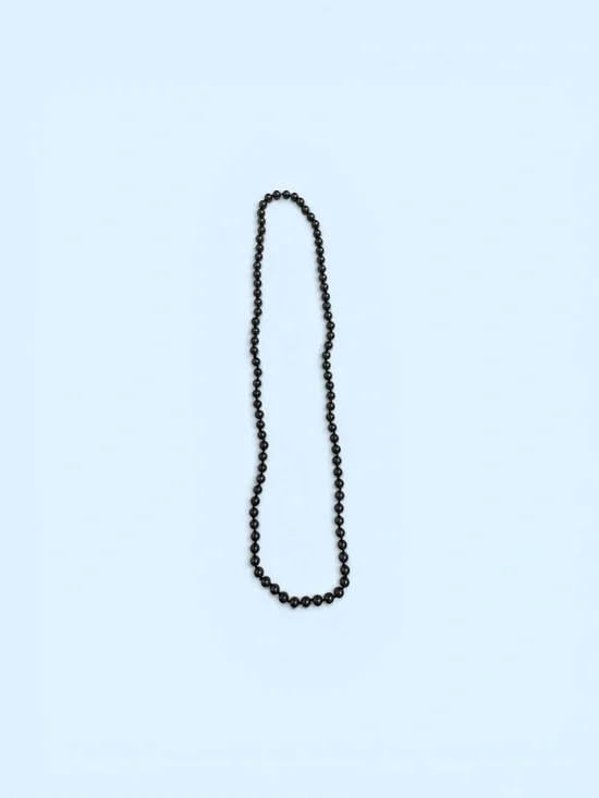 Long Black Hematite Bead Necklace – 32” Knotted Strand, Layering Piece - Picture 3 of 5